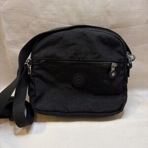 Kipling Keefe Crossbody Bag Purse Black Lightweight Nylon Pockets Travel Handbag
